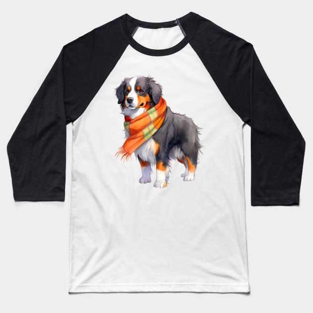 Burnese mountain winter dog Baseball T-Shirt by piscoletters